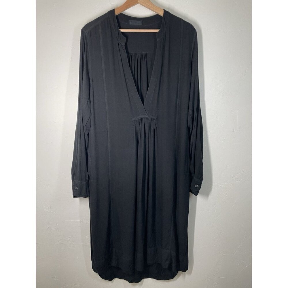 CP SHADES Black Wool Blend Popover Mini / Midi Dress S Lagenlook Casual Coastal